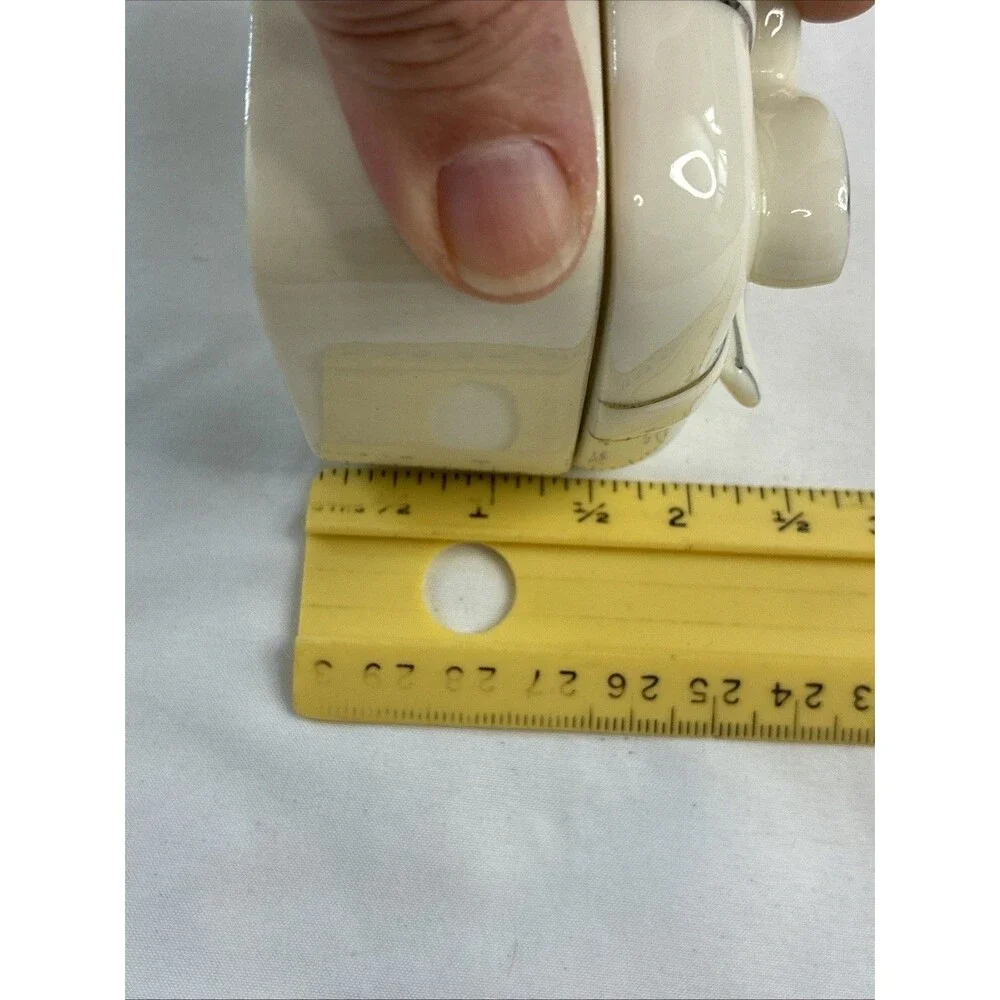 Porcelain Square Gift Trinket Jewelry Box Ivory Silver Trim Bow 2.5
